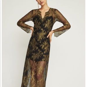 BCBG Olivia Metallic Floral Kaftan Dress